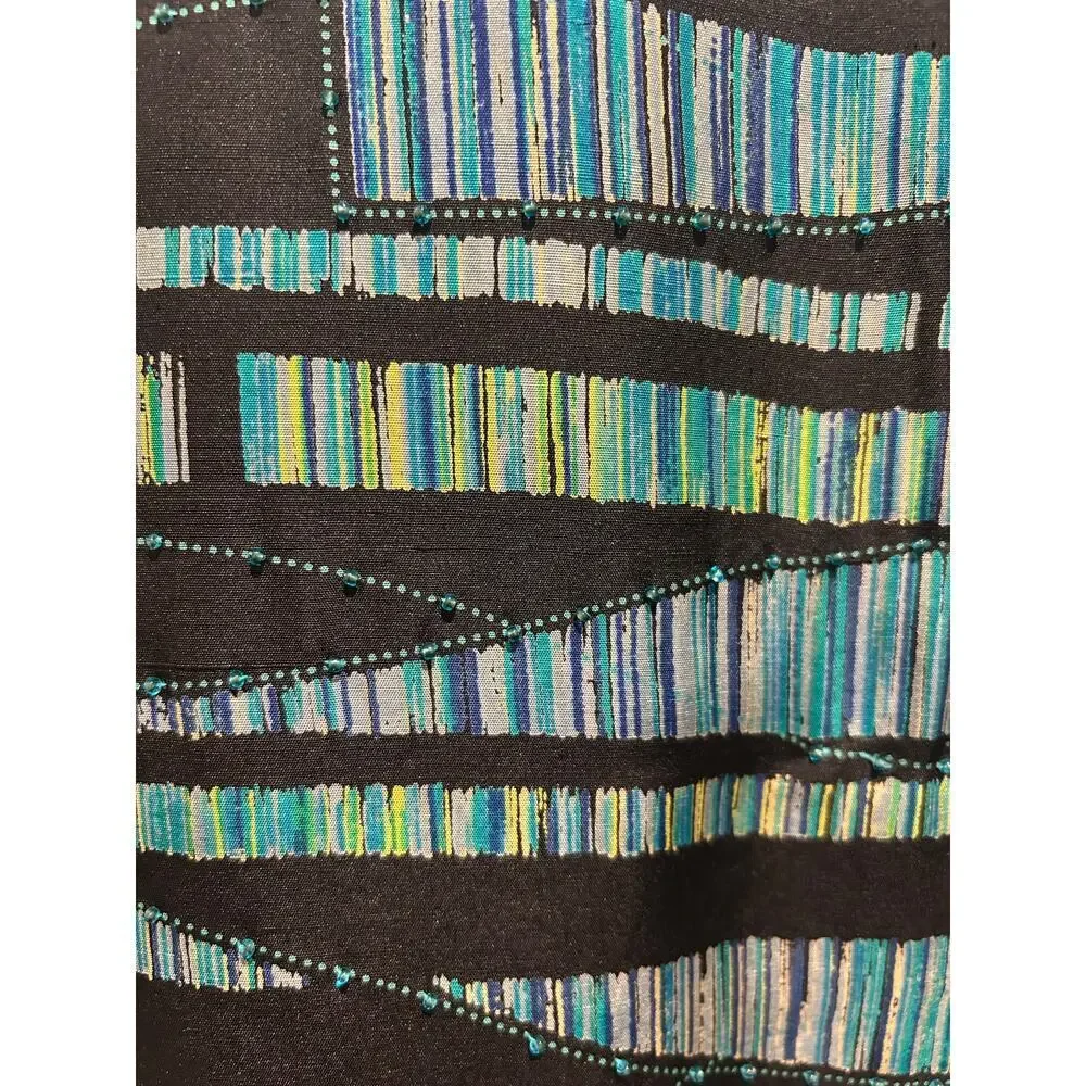 Mirasol 100% Silk Blazer Blouse With Beading Size M Office To Evening